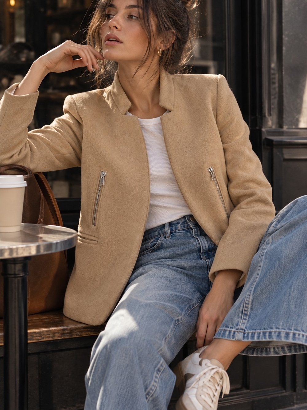 Contemporaine Camel Wool Cashmere Jacket Made in Canada Size 10